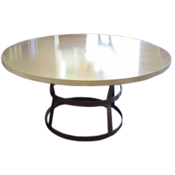 Round Concrete Top Dining Table On Iron Cage Base At 1stdibs