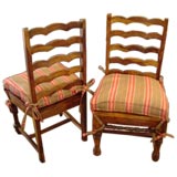 Six Reclaimed Teak Ladder Back Dining Chairs with Cushions