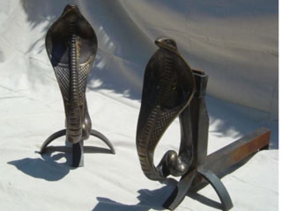 Bronze Cobra Andirons