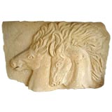 Limestone Frieze with Two Carved Horse Heads