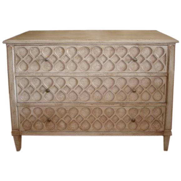 Murano Three Drawer Chest with Carved Front