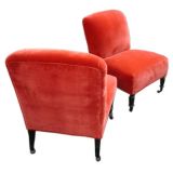 Pair of French Slipper Chairs with Casters