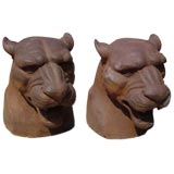 Pair of Cast Iron Puma Heads