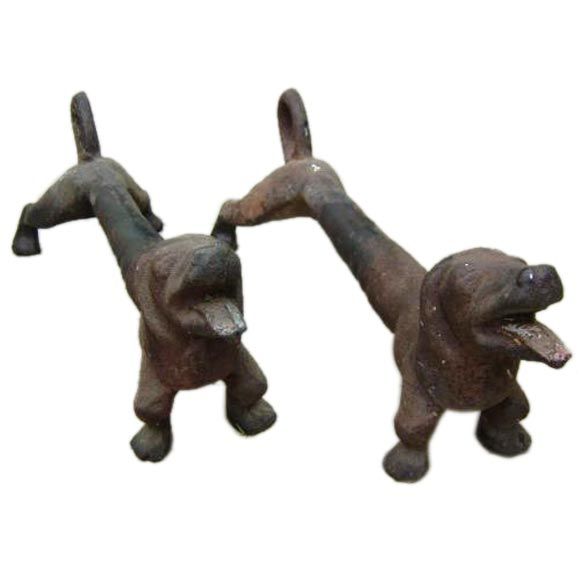 Pair of Dachshund Firedog Andirons