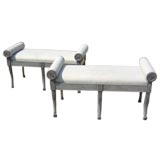Pair of French Rolled Arm Benches