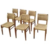Set of Eight Wood 
Rope Dining Chairs