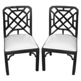 Four Black Chippendale Style Side Chairs