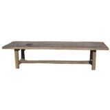 Rustic Farm Table with Stretcher Base
