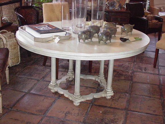 Weathered White Round Dining Table