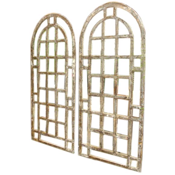 Single Mirrored Metal Arched Window Frame at 1stDibs