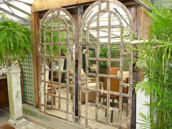 Single Mirrored Metal Arched Window Frame