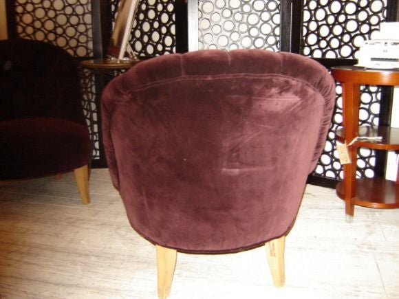 Mid-20th Century Pair of French Tufted Back Chairs For Sale