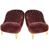 Pair of French Tufted Back Chairs