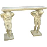 Twin Atlas Console with Stone Concrete Top