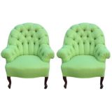 Pair of Tufted Slipper Chairs
