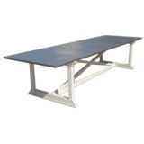 Custom "X" Base Dining Table with Zinc Top