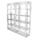Pair of Painted White Metal Bookcases