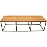 Teak Wood Bench with Metal Base