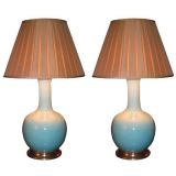 Pair of Large Single Gourd Lamps by Christopher Spitzmiller