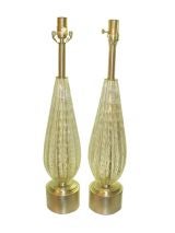 Pair of Barovier Gold Controled Bubble Glass lamps