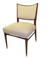 Set of 4 Gio Ponti Walnut Dining Chairs with Brass Tips