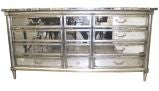 French 40's Antique Mirror and Silver Leaf Dresser