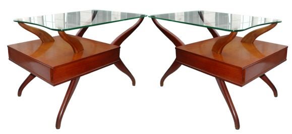 Pair of early 50's Vladimir Kagan Walnut Side Tables