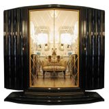 Vintage Marice Jallot Mahogany & Rose Mirrored Cabinet