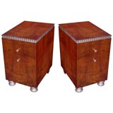 Pair of Robert W. Irwin 1933 Walnut and Silver Leaf Side Tables
