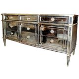 French 40's Antique  Mirror and Silver Leaf  6 Drawer Dresser
