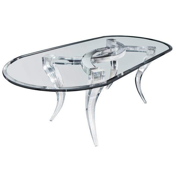 Gaussian Lucite and Glass Dining Table by Craig Van Den Brulle For Sale