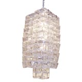 Large Mazzega Glass Block Chandelier