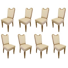 Set of 8 James Mont Limed Oak Dining Chairs