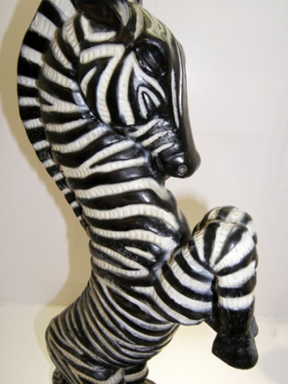 American Pair of James Mont Zebra Lamps