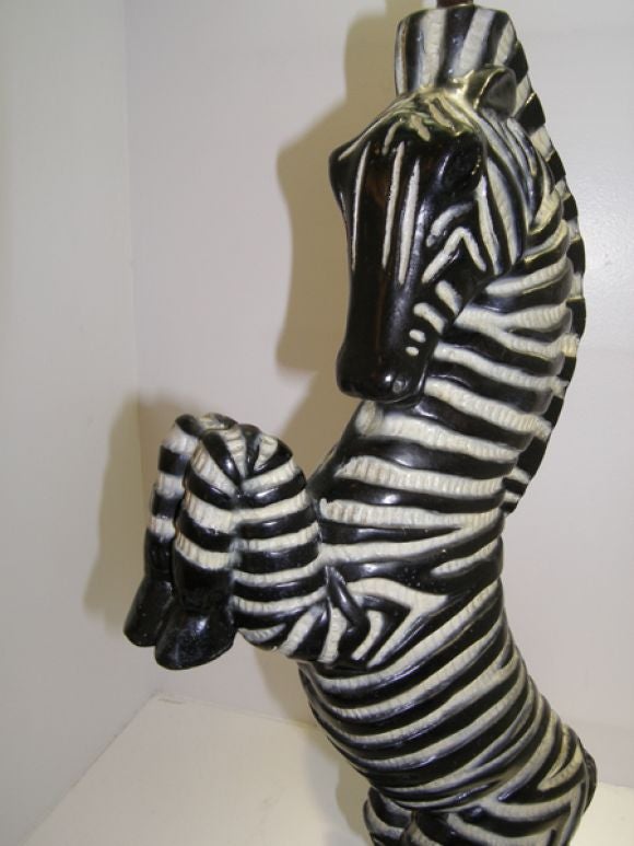 20th Century Pair of James Mont Zebra Lamps