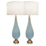 Pair of Barovier Robins Egg Blue Glass Lamps