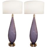 Pair of Barovier Smokey Purple Glass Lamps