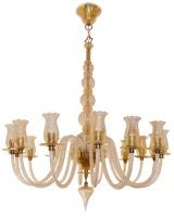 Large 1940's Venini Chandelier in Pale Gold Glass
