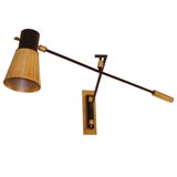 Jean Boris Lacroix Wall Mounted Lamp in Brass and Black Lacquer