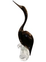 Large Seguso Black Glass Bird