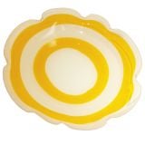 Large Barovier Bowl with Apricot Rings and Scalloped Edges