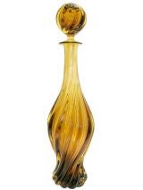 Large Seguso Amber Fluted Bottle with Stopper