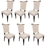 Set of 6 French 1940's Mahogany Dining Chairs