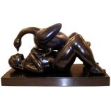 Signed Botero Bronze "Leda and the Swan"