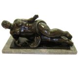 Signed Botero Bronze " Reclining Women with Book"