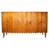 Paolo Buffa Walnut Server with Scalloped Bottom and Horn Legs