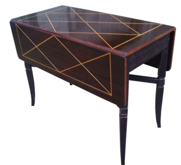 Tommi Parzinger DropLeaf Extension, Mahogany Dining Table at 1stdibs