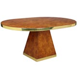 Signed Pierre Cardin Burl Wood and Brass Table