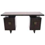 Mid 20th Century Mahogany Desk with Brass Pulls