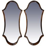 Pair of Oil Dropped Lacquer Mirrors C. 1950's